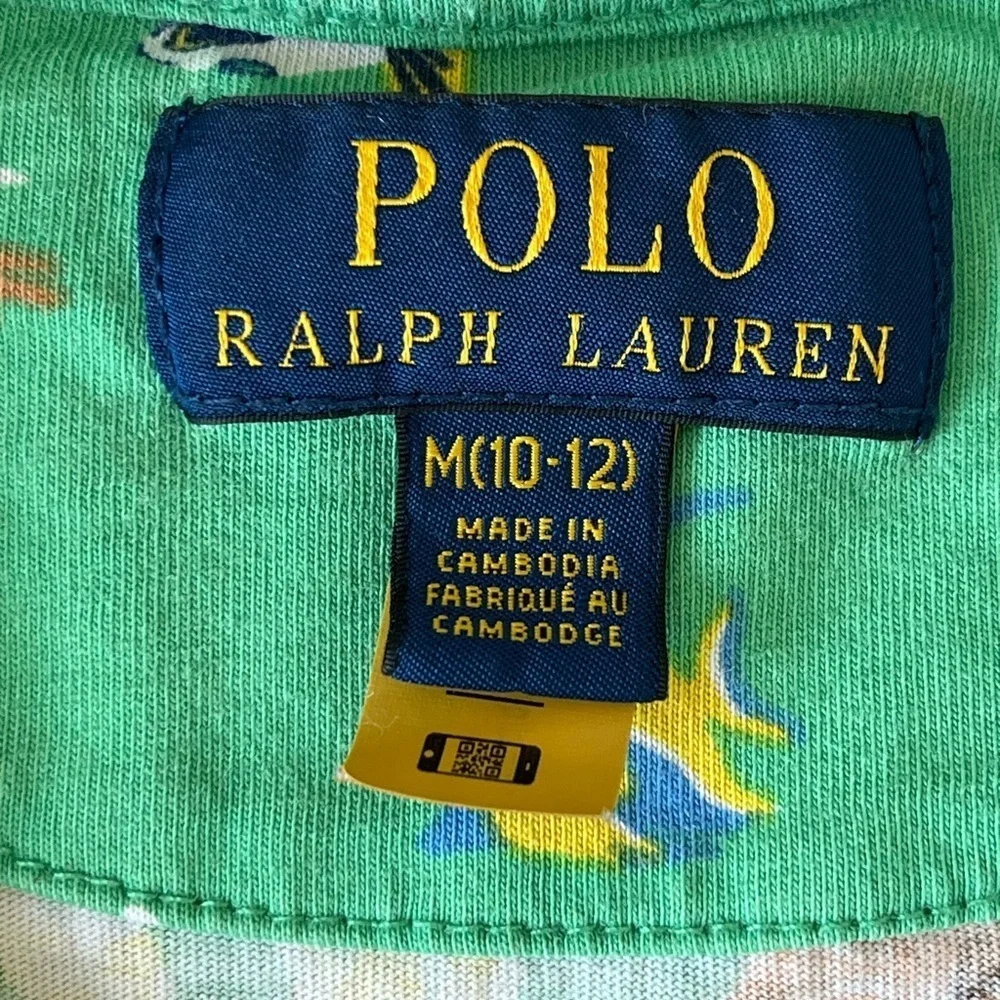 Polo Ralph Lauren Unisex Green Underwater  Bear Print Short Sleeved T-Shirt M